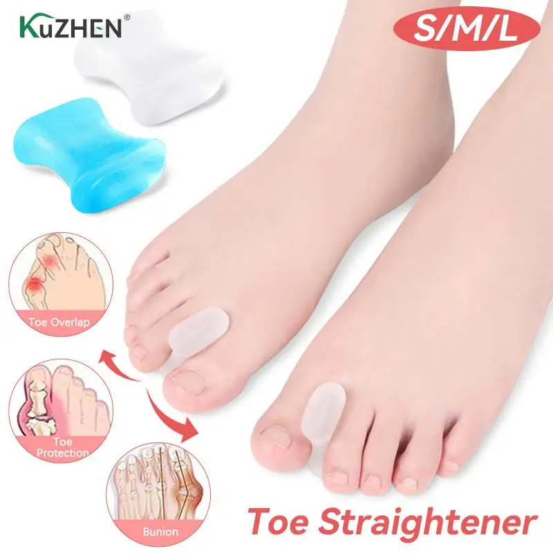 

2pcs Silicone Toe Corrector Gel Protector Finger Separator Hallux Valgus Correction Pad Thumb Orthotics Corrector Foot Care Tool