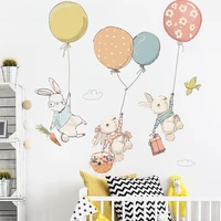 cartoon wall stickers cute rabbit balloon cloud decoration nursery kids room bedroom decor removable pvc vinyl decals