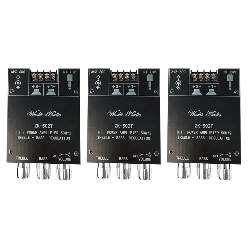 

3X ZK-502T TPA3116D2 Bluetooth 5.0 Subwoofer Amplifier Board 2.0 Channel High Power Audio Stereo Amplifier Board 2X50W