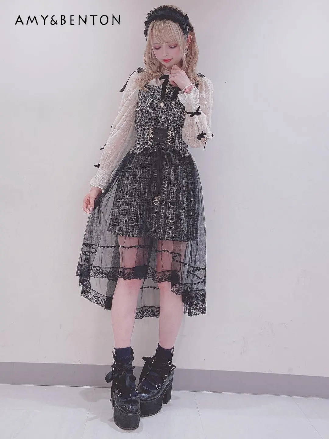 Spring Summer Women's Lolita Set Japanese Style Wear Sweet Cute Top Two-Piece Overskirt Suit Ladies Sexy 2 Piece Suit