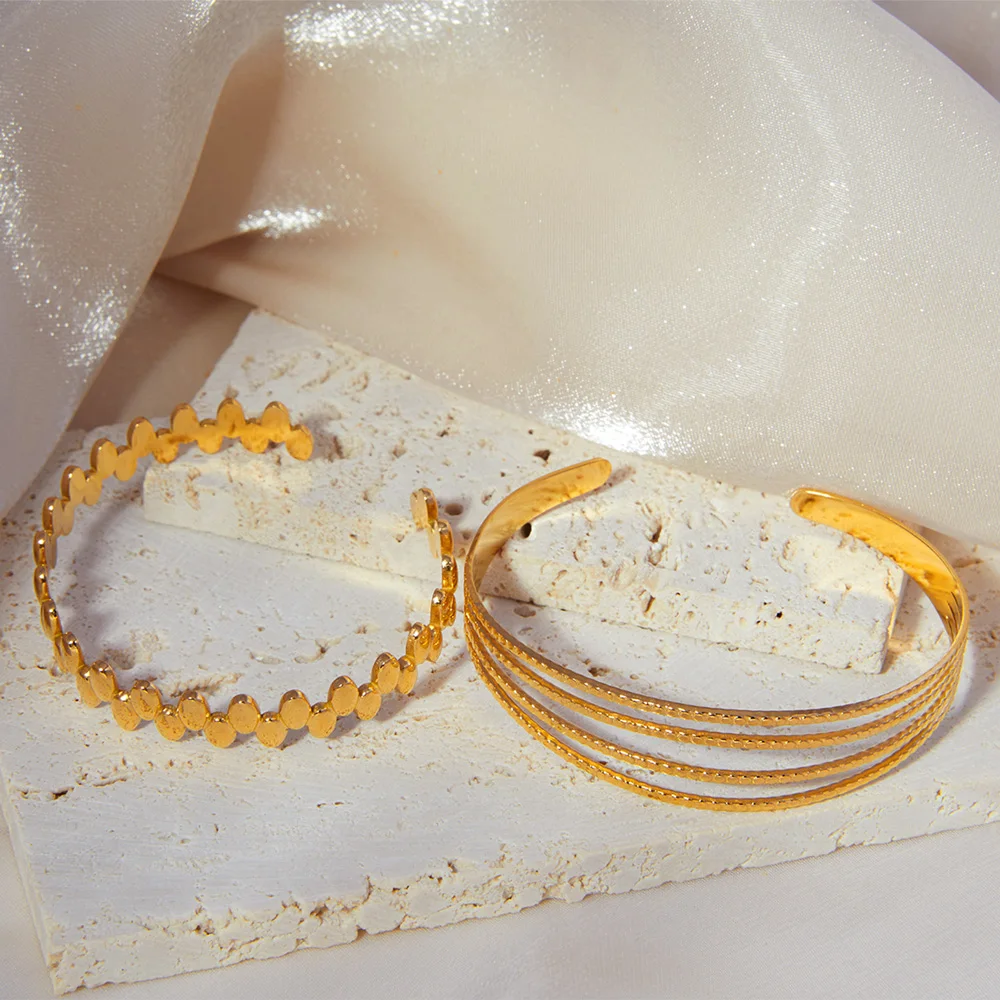 Liora браслеты из нержавеющей стали 316L для женщин модные браслеты-манжеты золотого