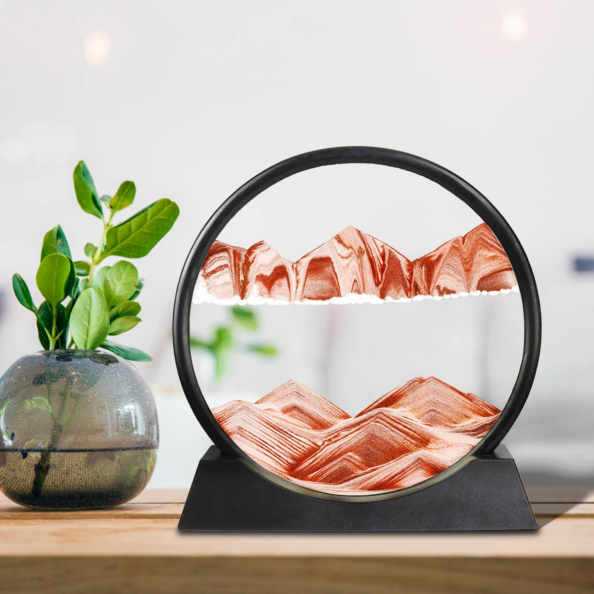 

Moving Sand Art Picture Round Glass 3D Hourglass Deep Sea Sandscape Desktop Decor Sand Frame For home Decor