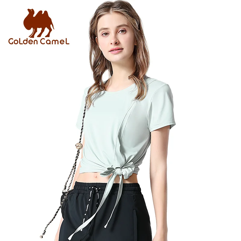 

GOLDEN CAMEL Women's Yoga T-shirt Clothing Workout Tops for Women Sportswear Short-sleeved Shirts Ice Silk Running Tight Fitness
