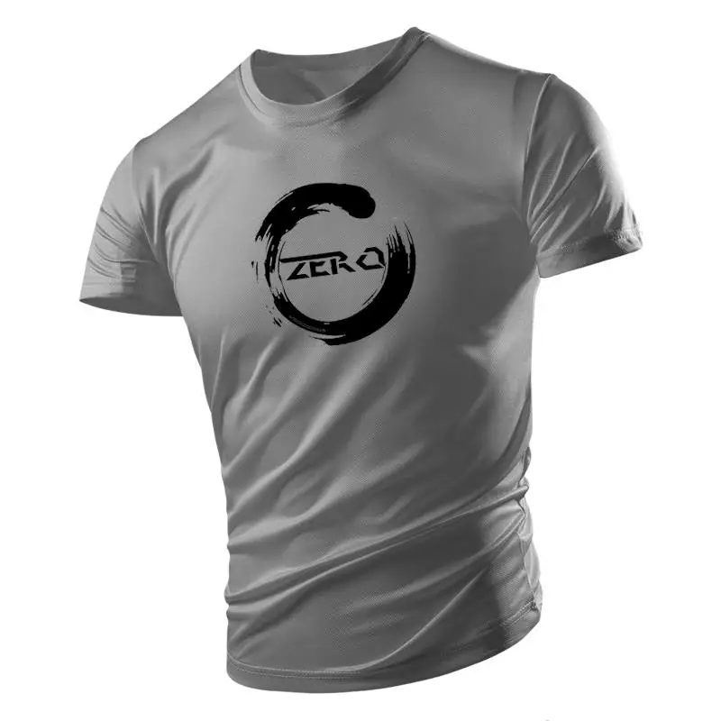 

Adult 2D printed T-shirt men's white fitness sports quick-drying short-sleeved multicolor zero pattern letters oversized outdoor