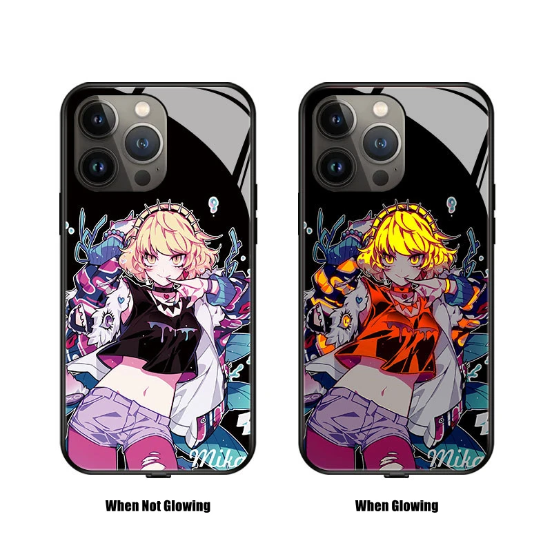 

Cyberpunk Cartoon LED Light Glowing Luminous Gift Giving Phone Case for iPhone 11 12 13 14 X Xs Xr Mini Pro Max Plus Cover