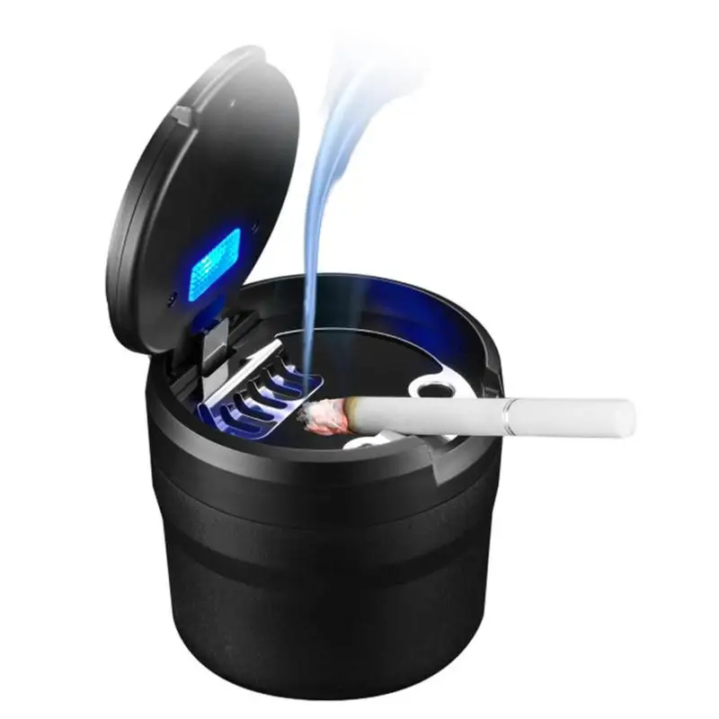 

LED Car Ashtray Cool Ashtrays For Car Car Ashtray With Lid Portable Ashtray With LED Light Mini Car Trash Can For Outdoor Travel
