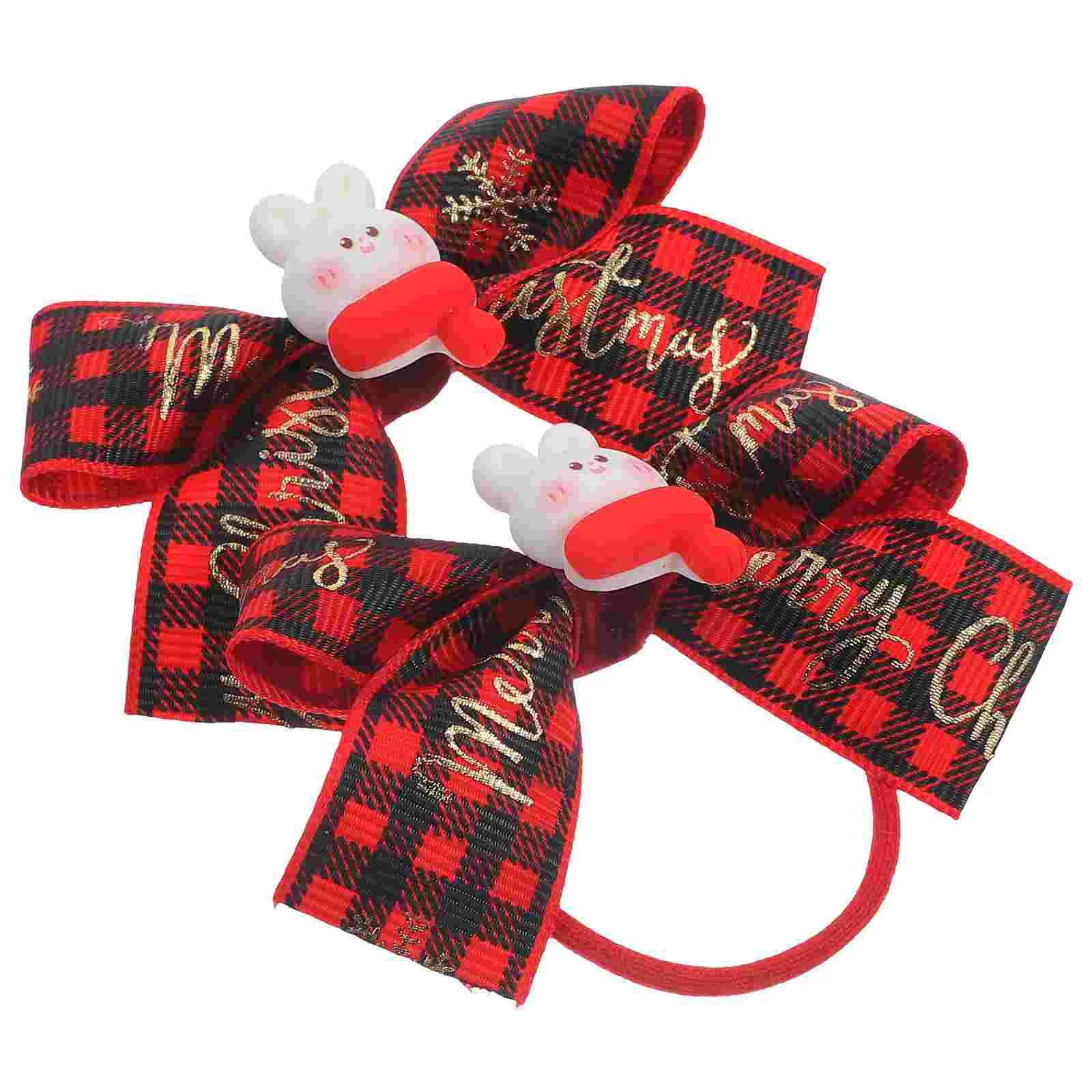 

2 Pcs Christmas Hair Rope Tie Ties Girls Bow Ponytail Holders Elastic Toppers Cute Little