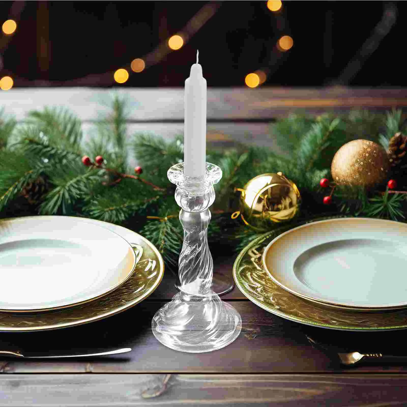 

Clear Glass Holder Tea Lights Candles Holders Aromatherapy Living Room Tabletop Pillar Tealight