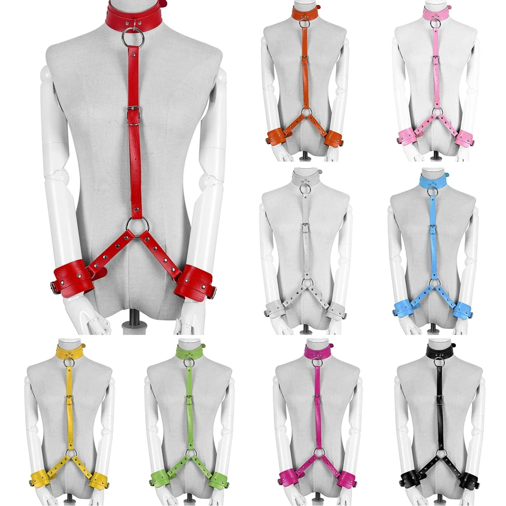 

Women's Leather Handcuffs Collars Wristbands Adjustable Fetish Bondage Erotic Toys Physical Restraint Couples Adult Games