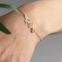 new bracelets for women stainless steel flower birthstone bracelet gold silver jewelry girlfriend birthday gifts pulseras mujer