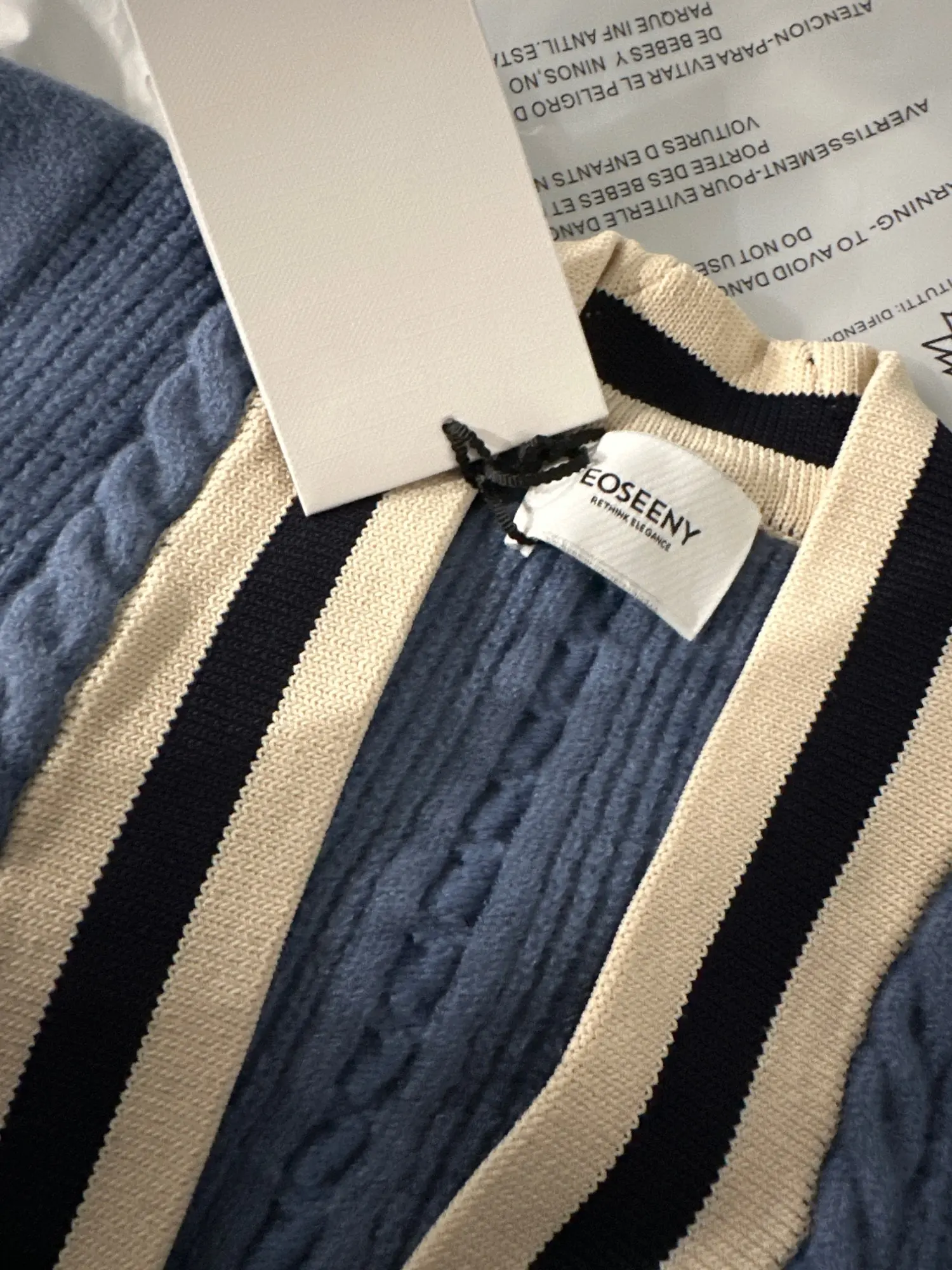 Женский трикотажный кардиган EOS Paris Синий Свободный вязаный с контрастной