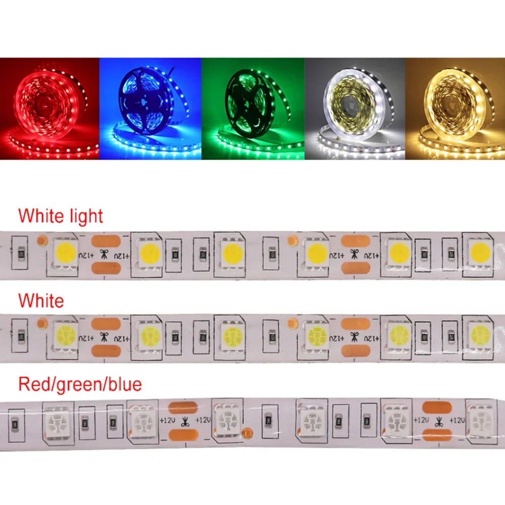 Светодиодная лента 12 В 5 м SMD 5050 300 светодиодов пикселей 2835 Диодная RGB Белая