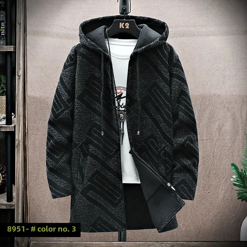 Осенне-зимняя утепленная мужская куртка на флисовой подкладке вязаный кардиган