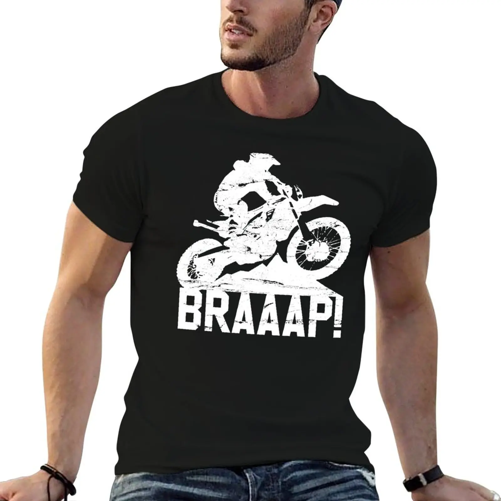 Фото Футболка Braap - Motocross Motorcycle Enduro Dirt Bike Gift, хлопковая футболка, мужские футболки, хлопковая забавная футболка для мужчин №1