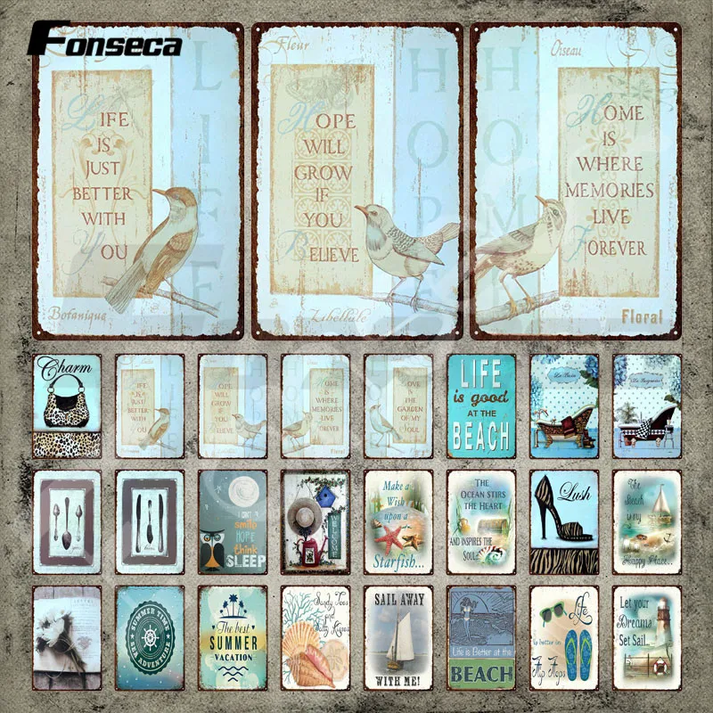 Металлический знак, Настенный декор, жизнь лучше с вами, винтажный жестяной знак, Пляжная Ретро пластина, металлическая пластина, железная живопись для декора комнаты