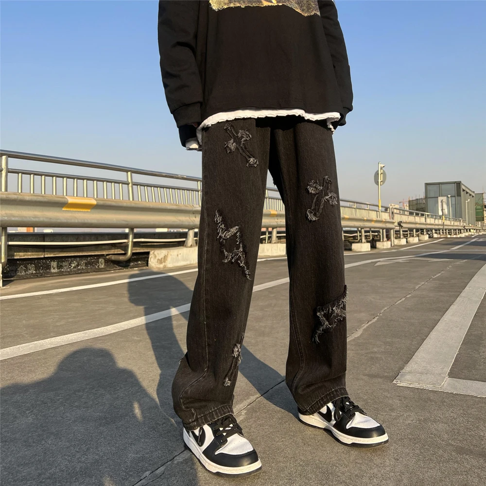 Men's jeans Neutral Wide Leg Denim Trousers Loose Straight Men Jeans asthetic Man Jeans Pants for boy Casual Baggy hip hop 2022