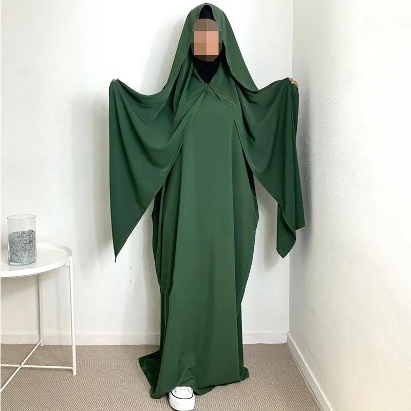 Ramadan Muslim Hooded Abaya Dress Prayer Garment Modest Women Eid Mubarak Long Khimar Robe Dubai Turkey Islam Clothing Vestido
