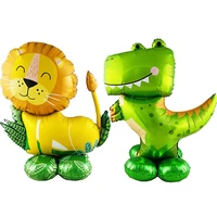 giant standing dinosaur lion rainbow aluminum foil balloons forest animal theme birthday party decorations kids gift baby shower