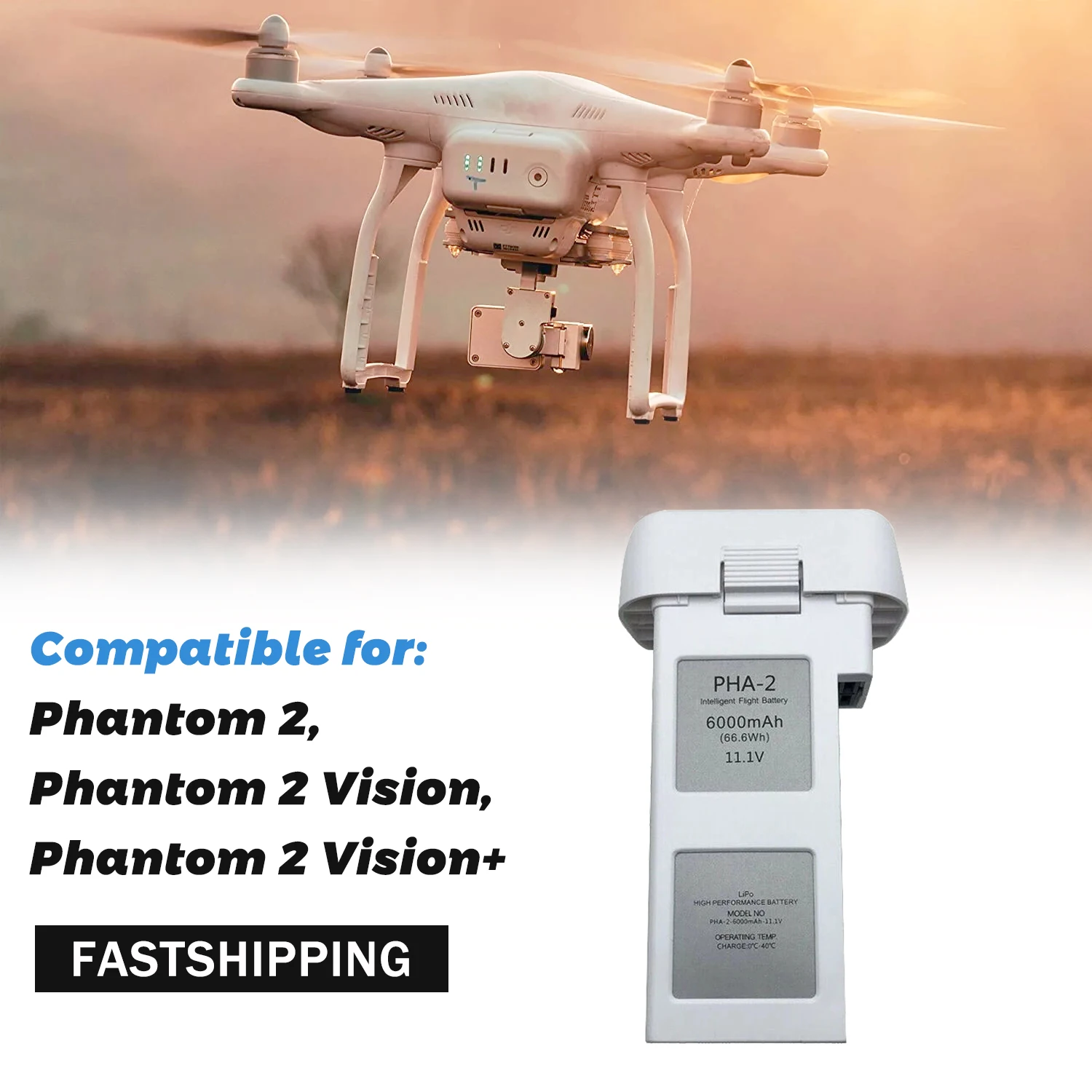 

Promotion For DJI Phantom 2 11.1V Upgraded and Large Capacity Spare Battery Vision + Quadcopter 10C 6000mAh