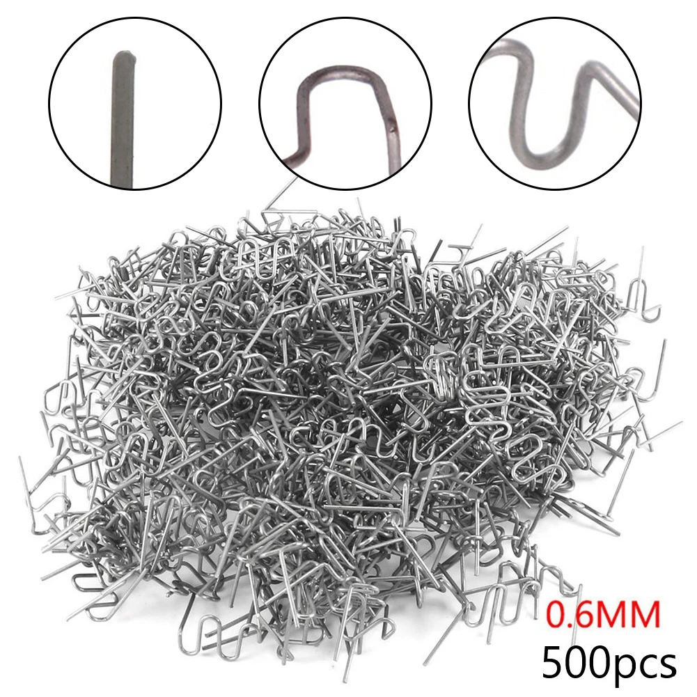 

500PCS Hot Stapler Staples 0.6mm/0.8mm Silver Stainless Steel Welding Nails For Car Bumper Repair Plastic/nylon Weld Tool Parts