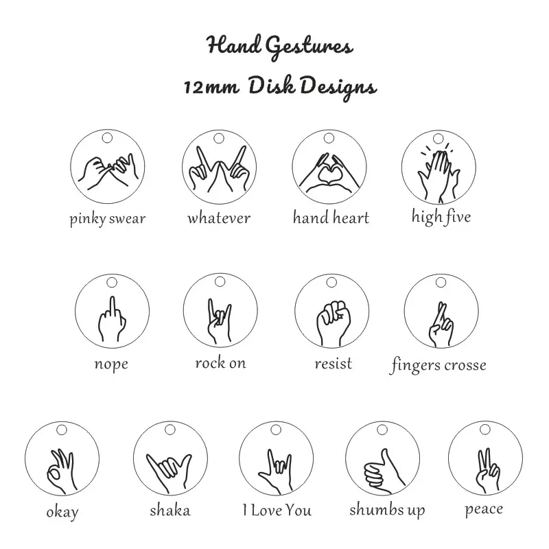 New ins Stainless Steel Hand Gesture Pendant Necklace For Women 12mm Dish Design Symbol Necklaces Fashion Jewelry Gift