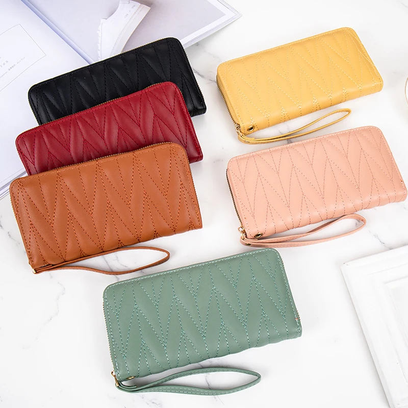 

Women Long Wallets Zipper Female Luxury Brand Card Holder Large Capacity Wristband Clutch Purses Money Pocket Phone Bag Wallets