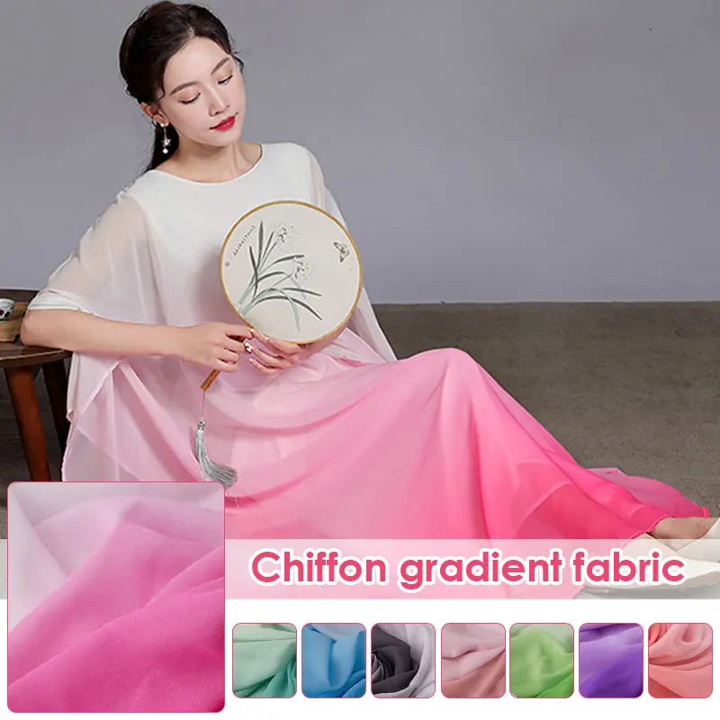 

1/3/5M 100D Gradient Imitated Silk Mateiral Chiffon Fabric for Dress 2 Tone Fabric for Dancing Clothing Wedding Fabric Meter