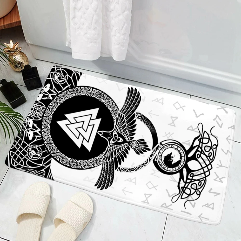 

Please Remember Viking Symbol Viking Tattoo House Doormat Decor 3D Print Bird Carpet NonSlip Doormat Absorbent doormat