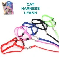 nylon cat collar harness leash set pet guide traction rope kitten halter belt necklace lead walking puppy squirrel accessories