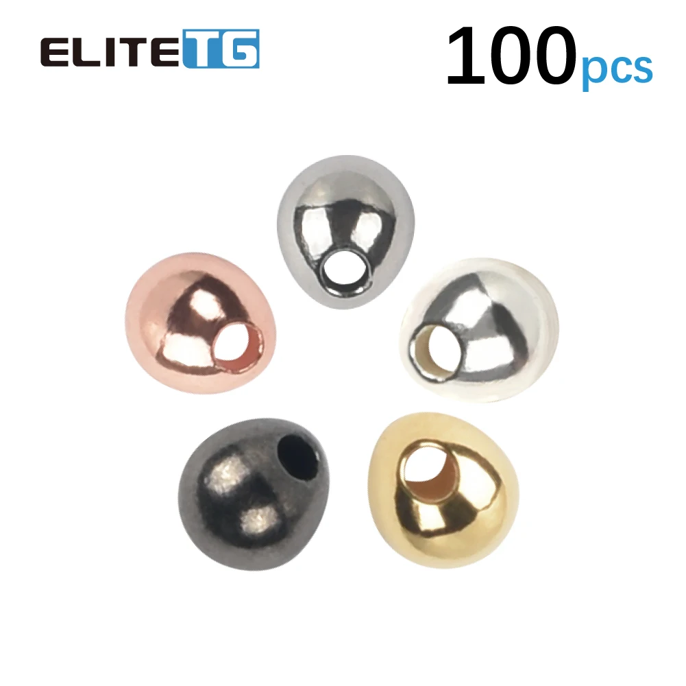 Elite TG 100PCS 2.3mm-3.8mm Multicolor Beads Off-set Tungsten Beads Tear Drop Shape Jig Off Beads Fishing Fly Tying Fishing Lure