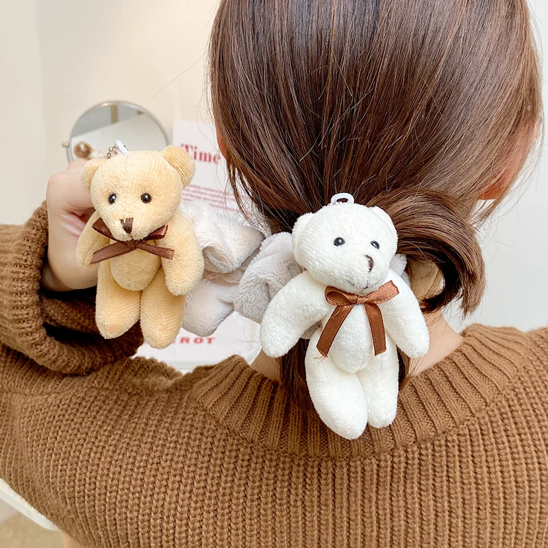 

Hair Band Sweet Bear Hair Rope Scrunchies Plush Elastic Band Fur Fluffy Hair Ties Fashion Accessories For Women Girls Hair Bands