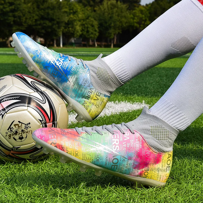 2022 Professional TF/FG Football Boots Men Society Soccer Cleats Fashion Colorful Print Soccer Shoes Men Training Sports Sneaker