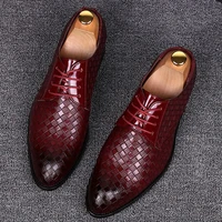 men formal shoes business men shoes red geometric oxford shoes party wedding casual men flat shoes 2022 new trendy shoes