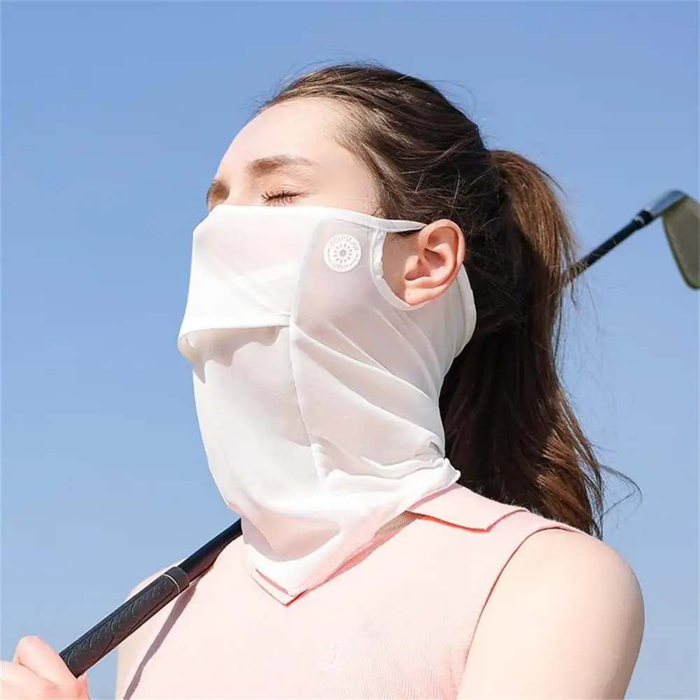 

New Summer Ice Silk Sunscreen Scarf Cycling Face Cover Breathable Hiking Riding Uv Protection Dust-proof Neck Scarves For Travel