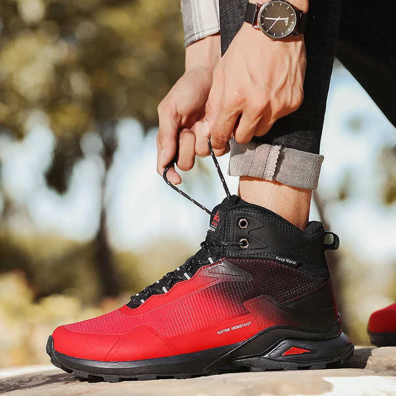 SALUDAS Waterproof Trail Running Shoes Winter Outdoor Camping Boots Jungle Camping Warm Non Slip Big Size 48 Hiking Shoes