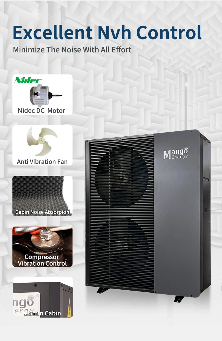 Фото Тепловой насос 9кВт 12кВт 22кВт EVI R32 Split DC Inverter, высокоэффективный, солнечный, воздух-вода, безрезервуарный, для нагрева воды №5