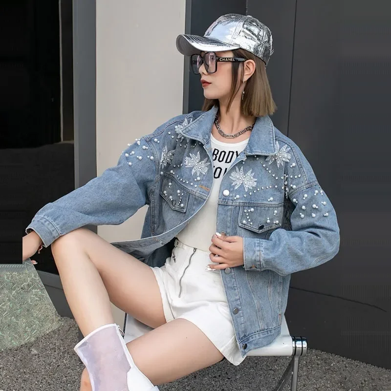 Женская джинсовая куртка Yipn.igacoyou голубая