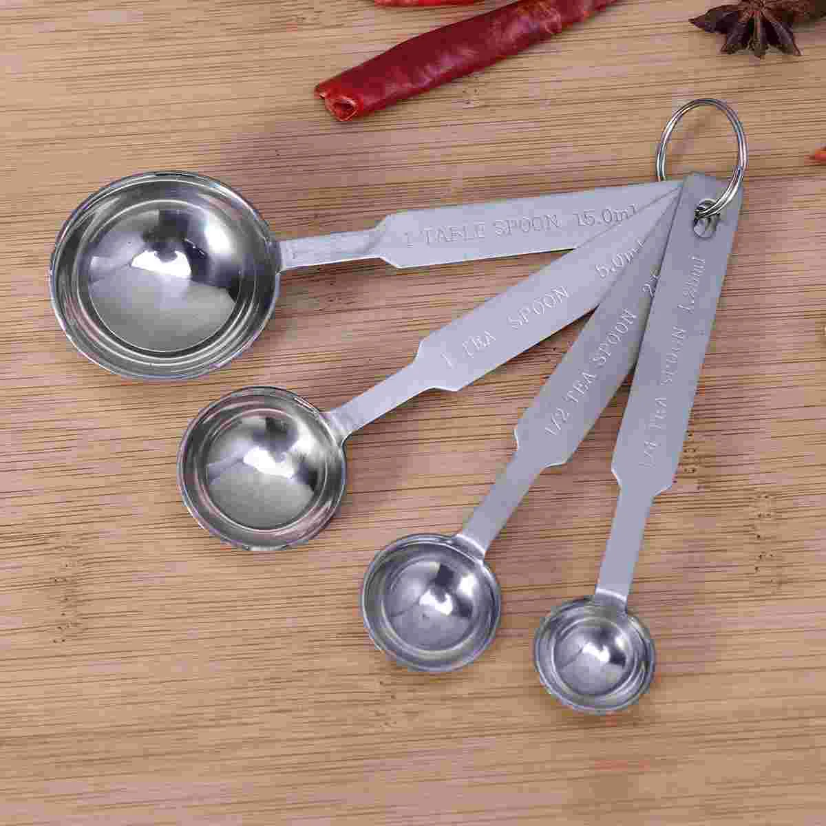 

Measuring Baking Set Stainless Steel Spoon Spoons Cup Stackable Tool Conversion Chart Mini