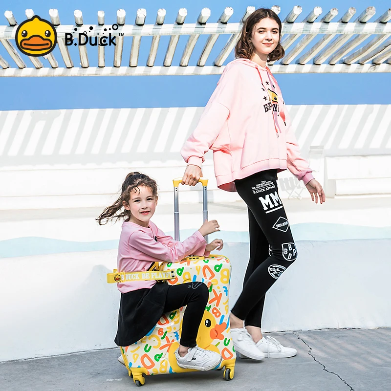 AO WEI LA Travel Ride on Suitcase for Kids PC Luggage Suitcase with Wheels Rolling Trolley Case Fits to Kid 1-12 Years Old 20 24