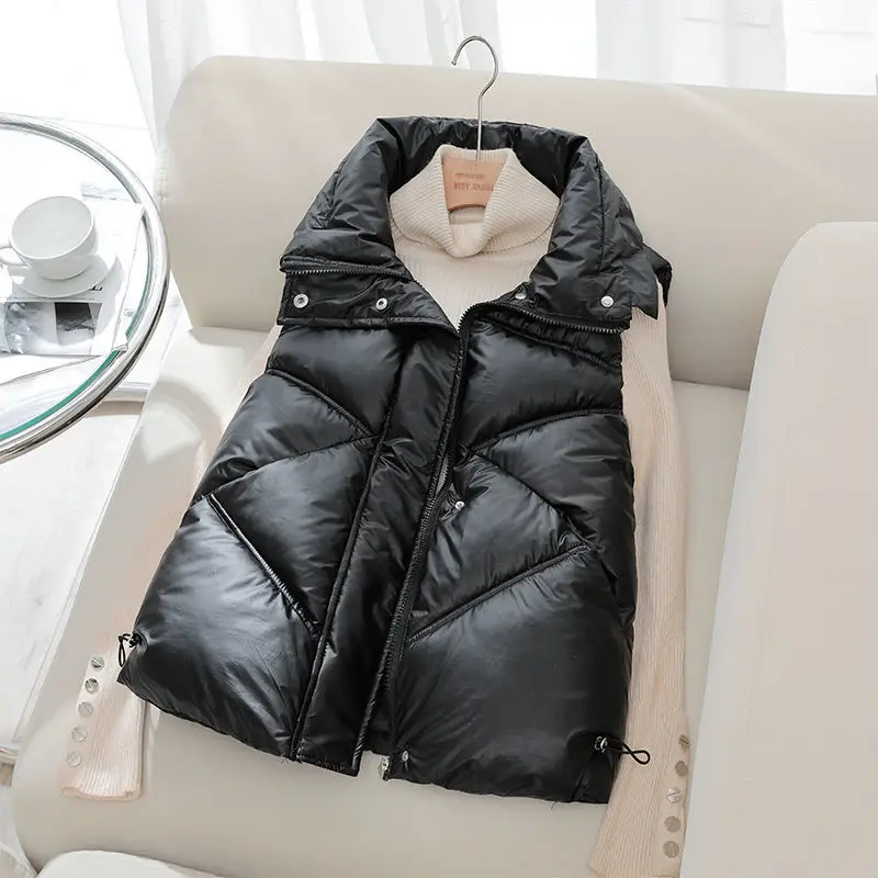 

2022 Winter Cotton Down Vest Women Loose Waistcoat Bodywarm Jacket Cotton Padded Jacket Sleeveless Female Winter WaistcoatV23
