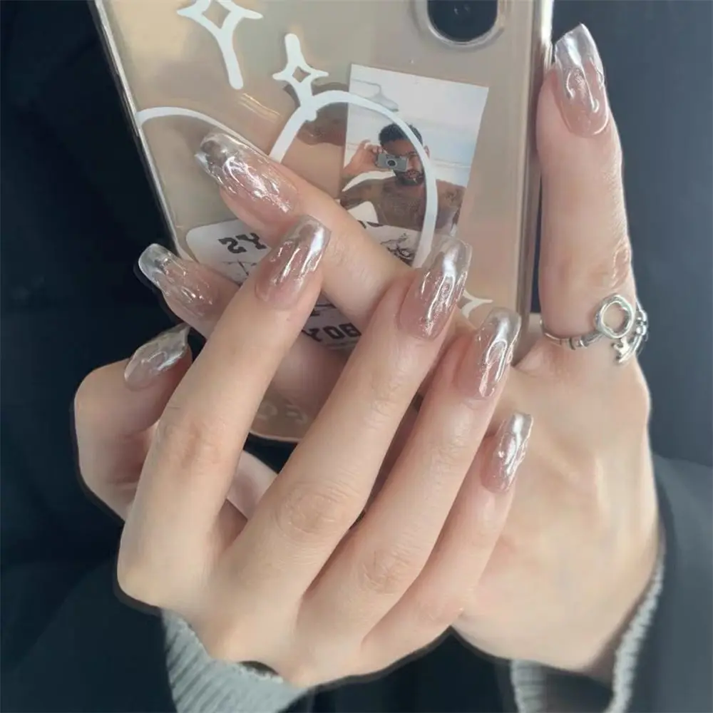 

Press On Nails Manicure Tool Nail Tips Full Cover Square Head False Nails Short Round Wearable Fake Nails