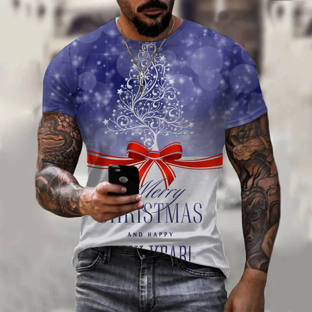 

Men's Summer Short sleeve Christmas Print T-shirt Male Sports Running tshirt Fitness Gym t shirt Tee Tops Streetwear Clothes