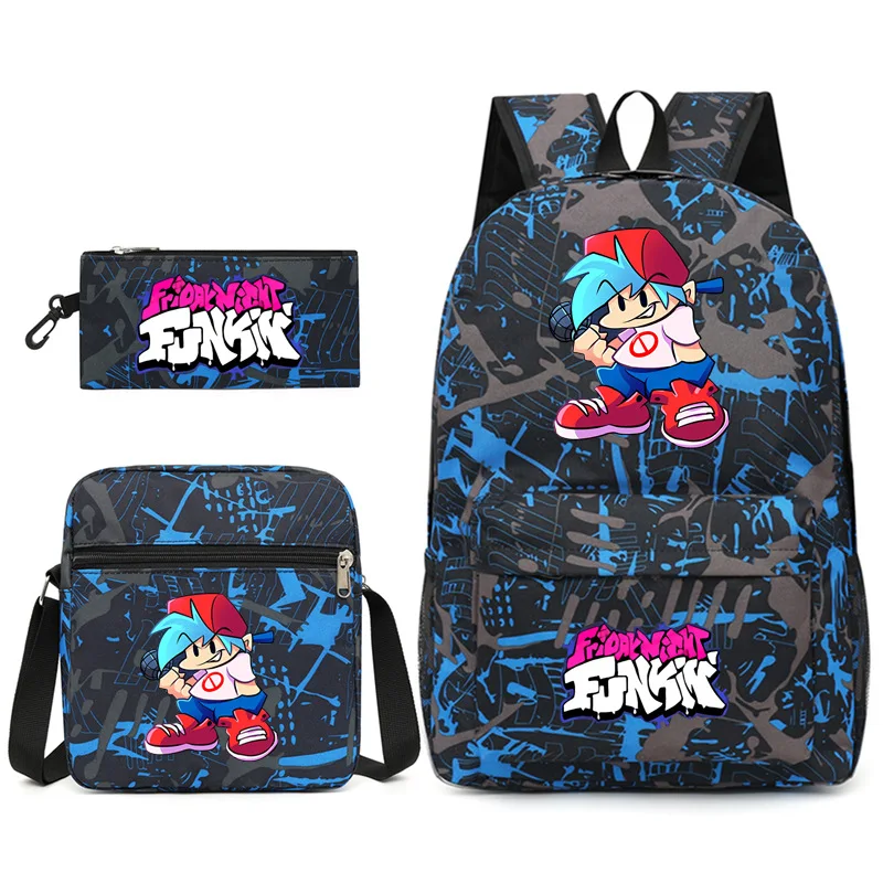 

Classic Novelty Friday Night Funkin Print 3pcs/Set pupil School Bags Laptop Daypack Backpack Inclined shoulder bag Pencil Case