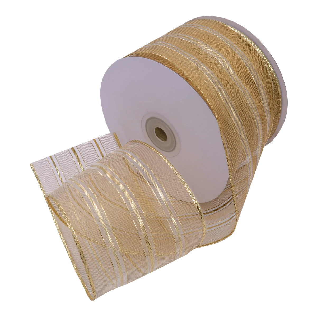 

5 10 25 Yards/Roll 63mm Organza Striped Glitter Wired Metallic Gold Ribbon for Gift Wrapping Accessories Bows for Crafts 2085