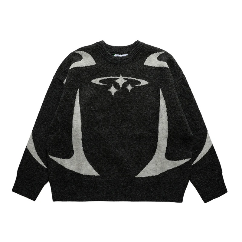 Vintage Knitwear Y2K Stars Graphic Sweaters Winter Women Harajuku Loose Pullover Tops Unisex Aesthetic Clothes For Teens