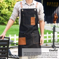 work apron canvas bar cooking unisex bib pockets woodworking pockets cross back straps adjustable for woodworking painting