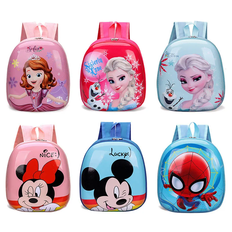 

Disney Mickey Mouse Children School Bag Spiderman Elsa Snow White Backpack Minnie Cute Cartoon Egg Shell Boy Girl Baby Backpack