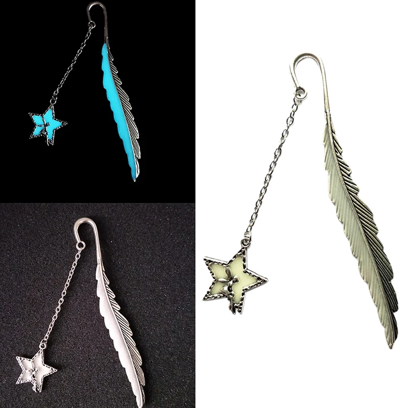

Metal Bookmark Diy Flying Man Bookmark Luminous Glow In The Dark Star Shape Feather Bookmark