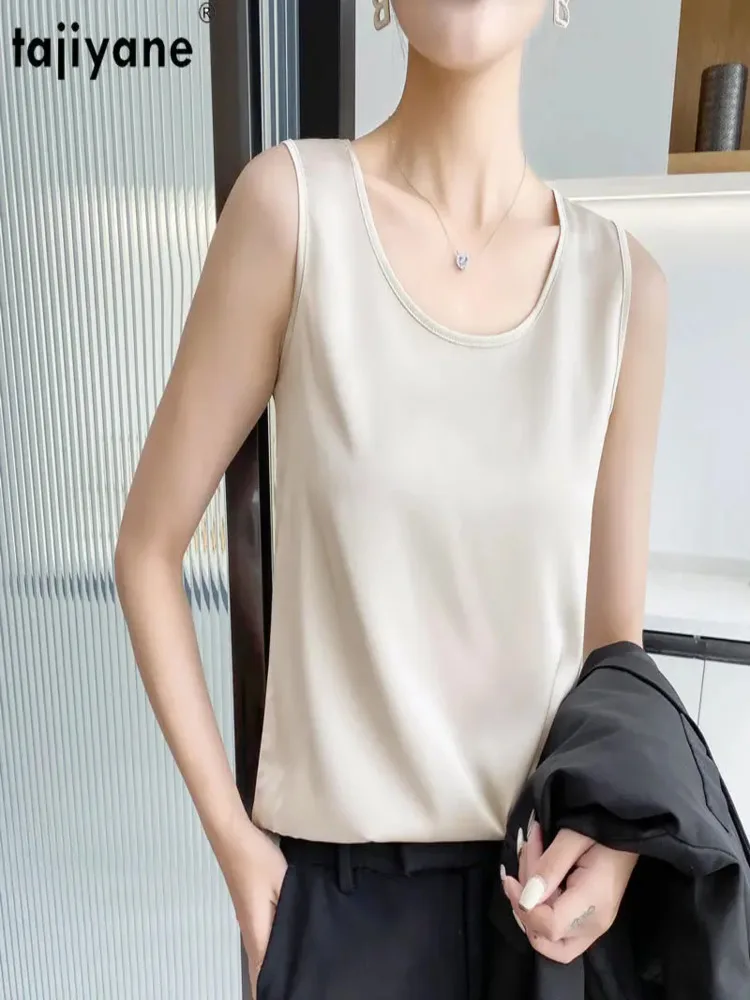 Майка Ayunsue женская с круглым вырезом Повседневная белая ацетатная одежда Базовый