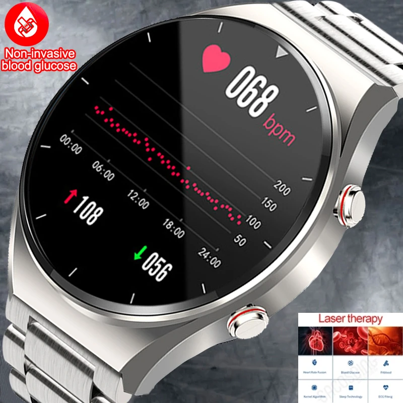 

2023 New ECG+PPG Noninvasive Blood Sugar HRV Smart Watch Men Heart Rate Blood Oxygen Health Smartwatch Waterproof Sports Watch